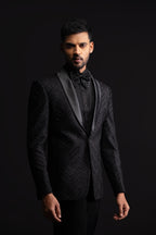 Black Tuxedo Embroidery With Cut Dana Work