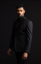 Black Tuxedo Embroidery With Cut Dana Work