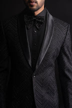 Black Tuxedo Embroidery With Cut Dana Work