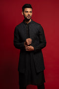 Black Silk Embroidery Cut Dana Work Bundi set