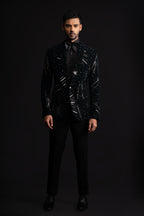 Black Velvet Tuxedo With Hand Work
