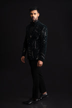 Black Velvet Tuxedo With Hand Work