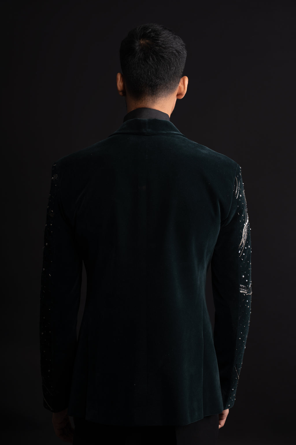Black Velvet Tuxedo With Hand Work