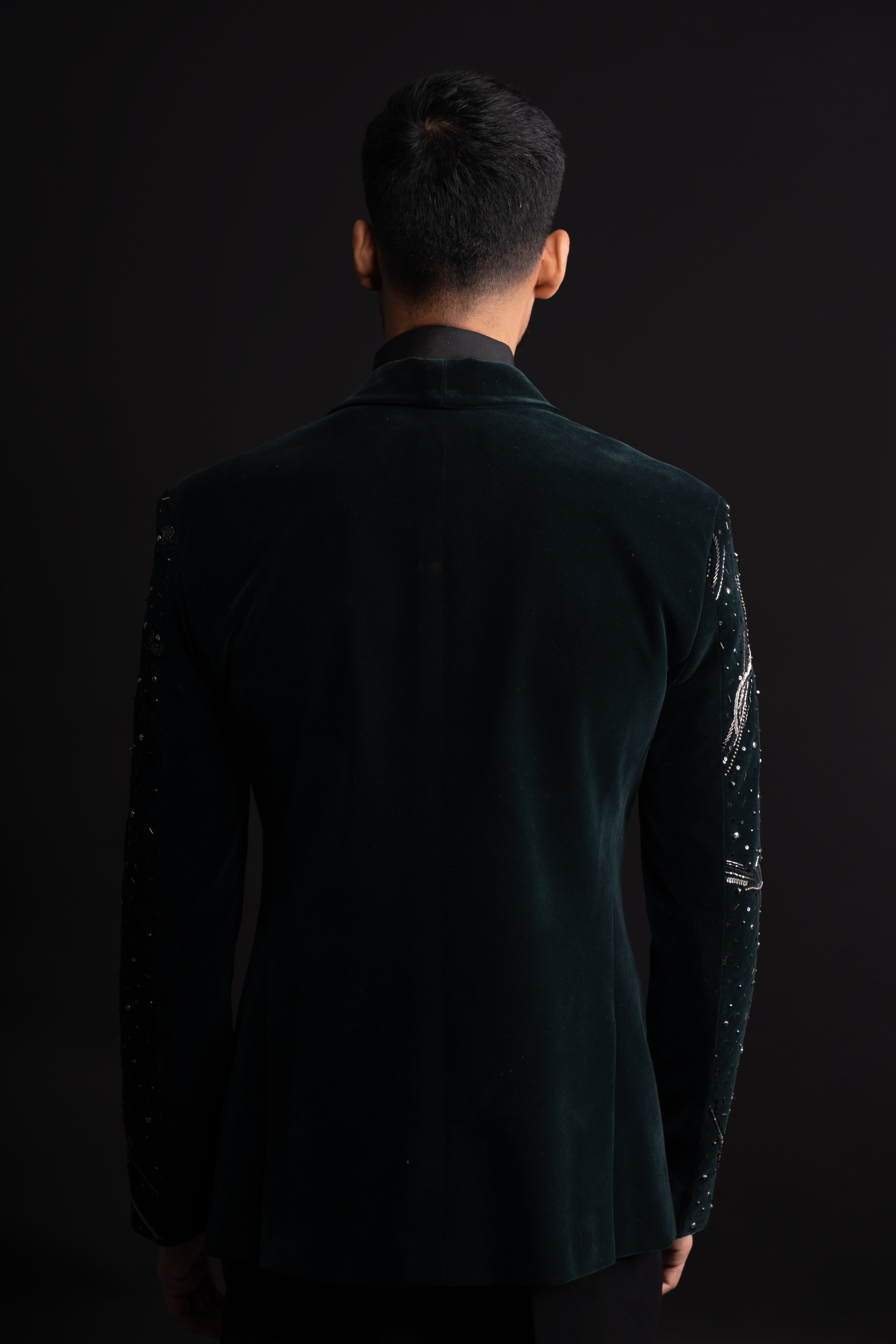 Black Velvet Tuxedo With Hand Work