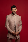 Copper Brown Silk Thread Embroidered Indo Western Set