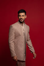 Copper Brown Silk Thread Embroidered Indo Western Set