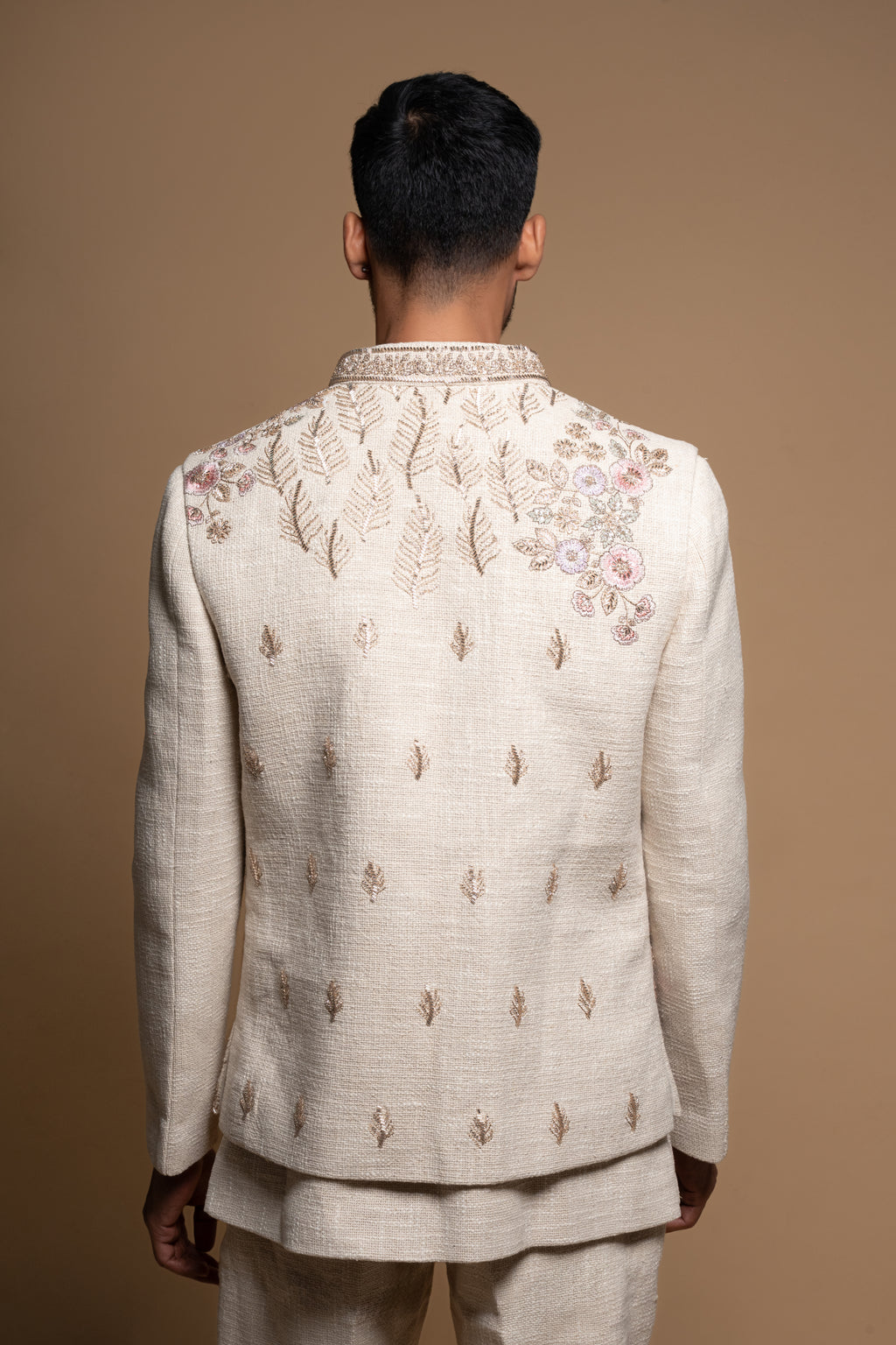Off White Embroidery Cut Dana Work Bundi set