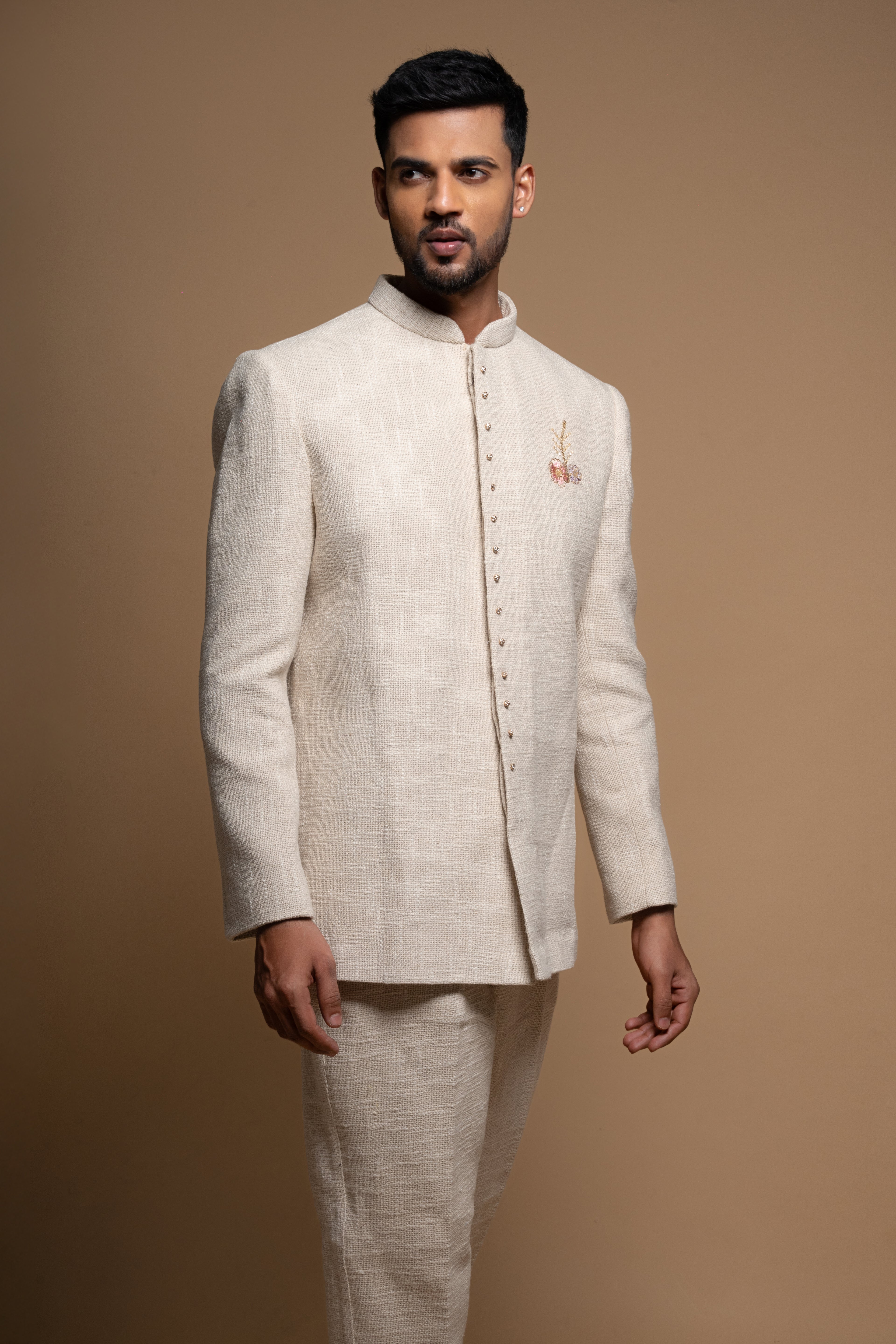 Off White Embroidery Cut Dana Work Bundi set