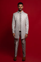 Power Blue Heavy Embroidered Indo- Western Set