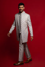Power Blue Heavy Embroidered Indo- Western Set