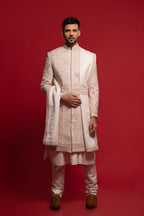 Blush Pink Silk Embroidered Sherwani Set
