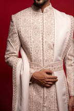 Blush Pink Silk Embroidered Sherwani Set