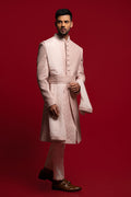 Lilac Silk Embroidered Sherwani Set