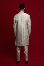 Mint Silk Sherwani Set With Cutdana Embroidery