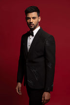 Black Tuxedo For Men with Cut Dana Work With Pant