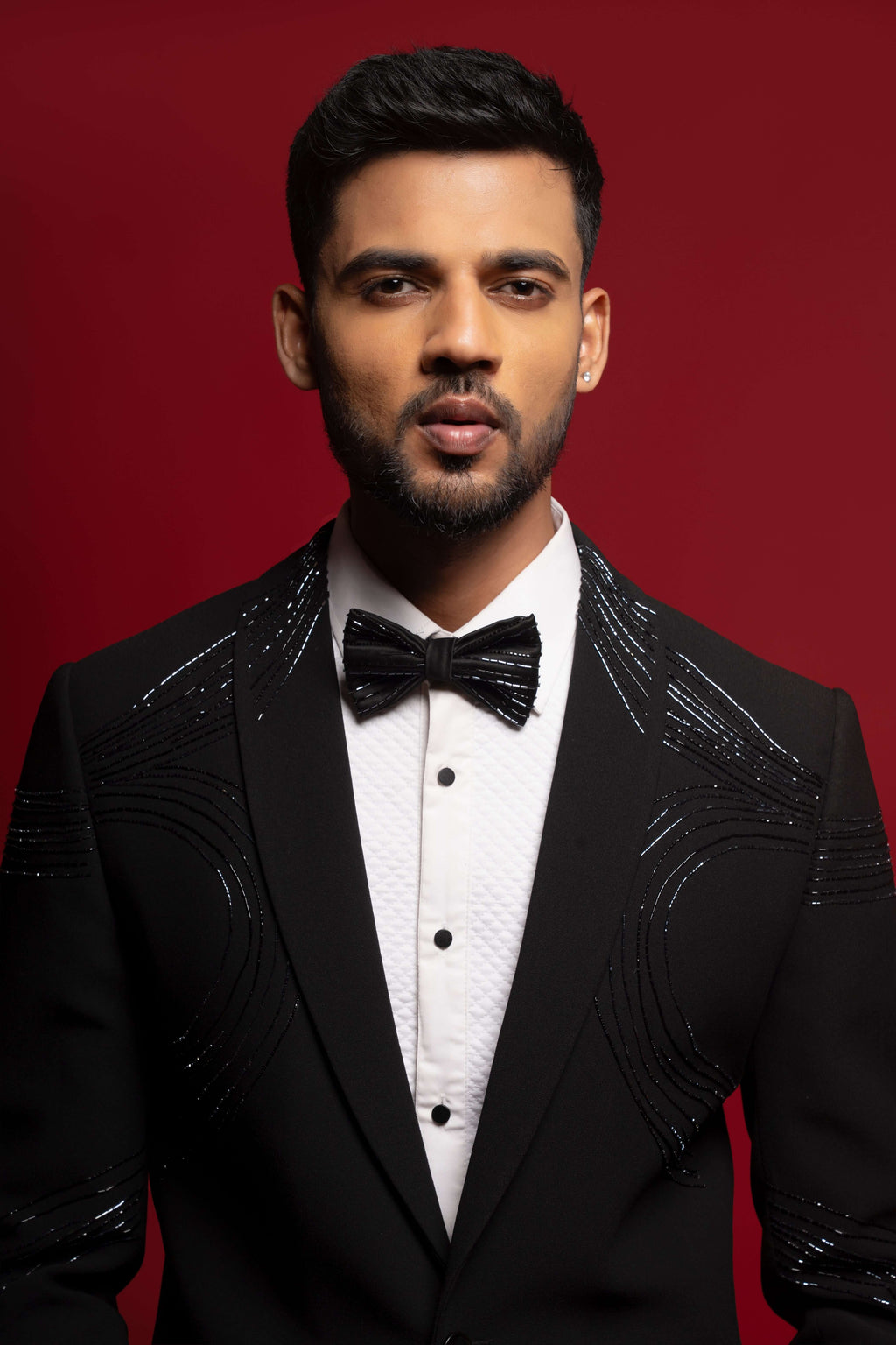 Black Tuxedo For Men with Cut Dana Work With Pant
