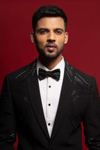 Black Tuxedo For Men with Cut Dana Work With Pant