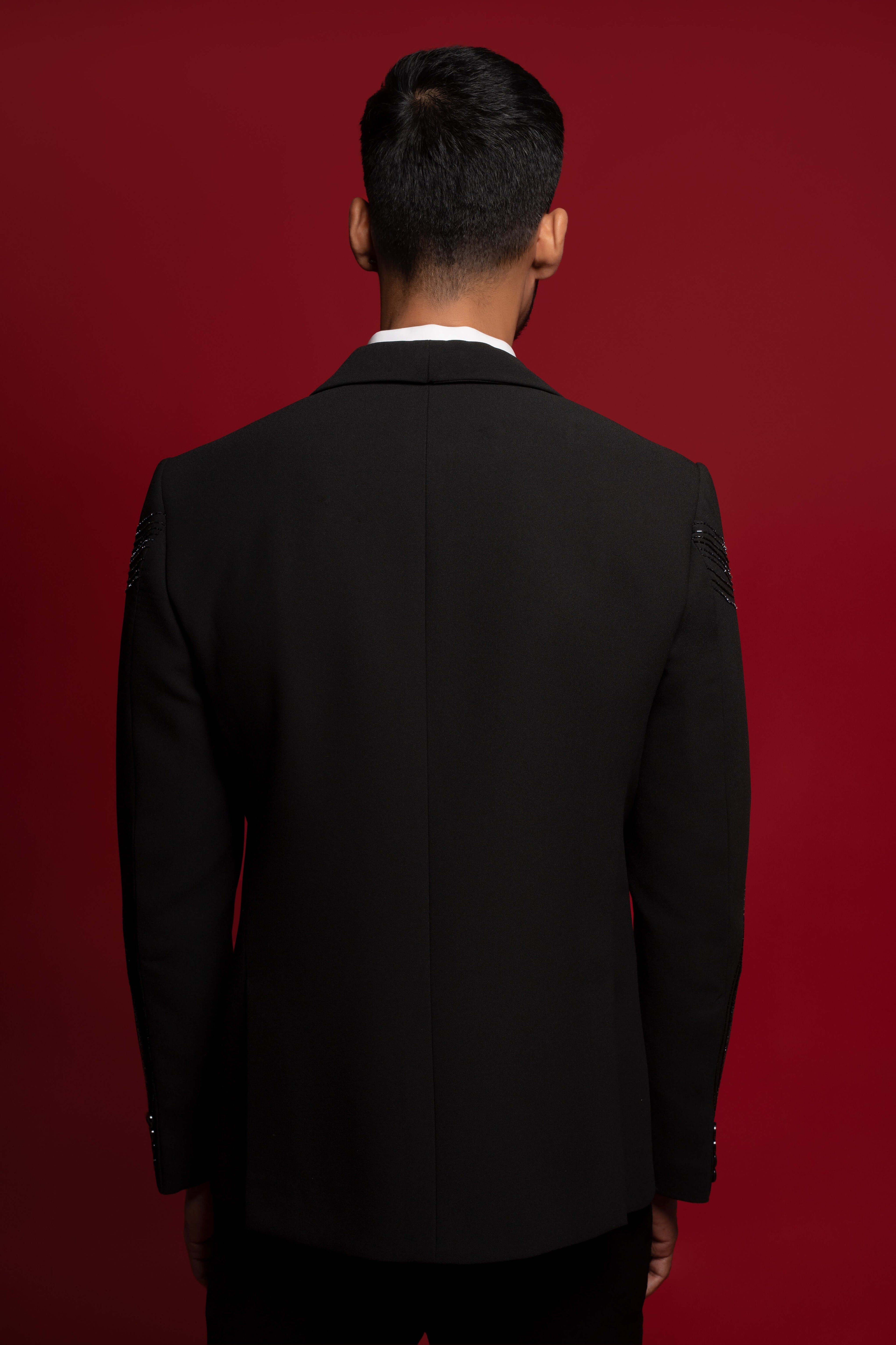 Black Tuxedo For Men with Cut Dana Work With Pant