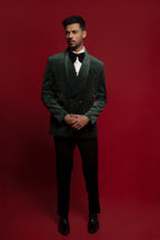 Green Tuxedo Set In Micro Velvet
