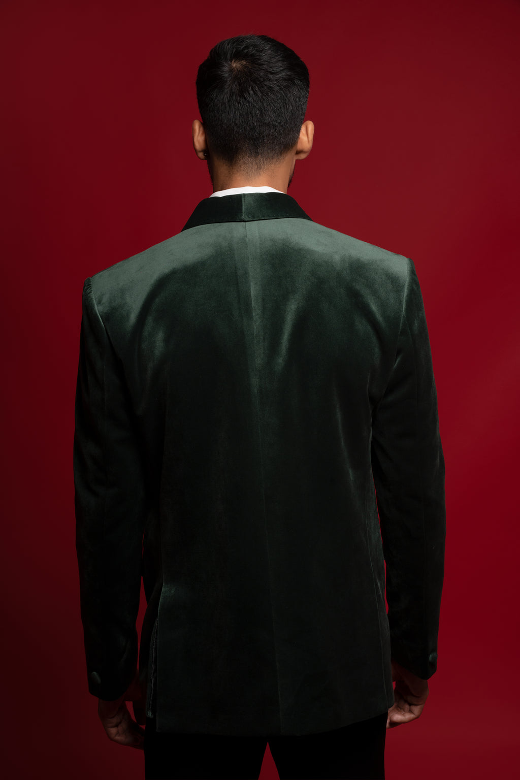 Green Tuxedo Set In Micro Velvet