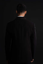 Black Polyester Viscose Embroidered Tuxedo Set