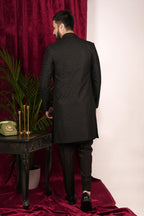 Black Suiting Embroidered Indowestern Set