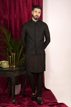 Black Suiting Embroidered Indowestern Set
