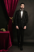 Black Archie Hand Embroidered Tuxedo Set