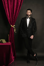 Black Archie Hand Embroidered Tuxedo Set