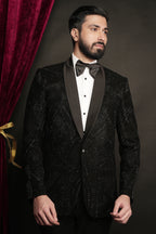 Black Archie Hand Embroidered Tuxedo Set
