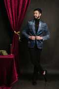 Midnight Sea Blue Shawl Lapel Single Button Tuxedo