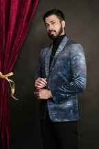 Midnight Sea Blue Shawl Lapel Single Button Tuxedo