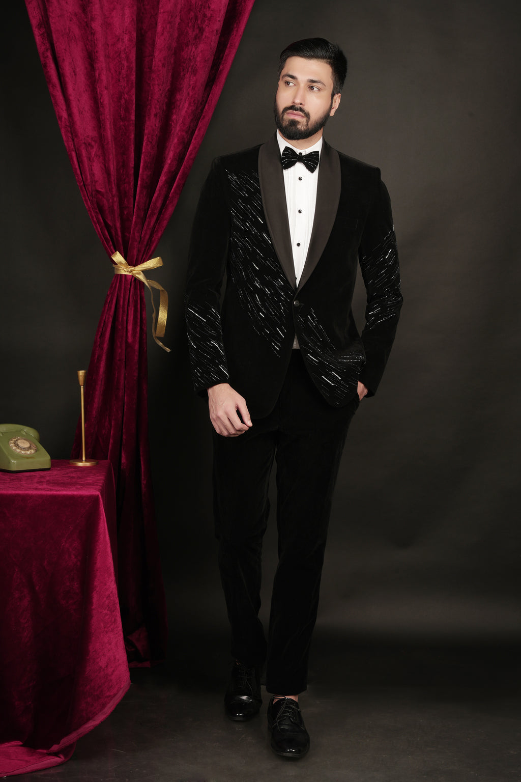 Black Velvet Designer Tuxedo Set