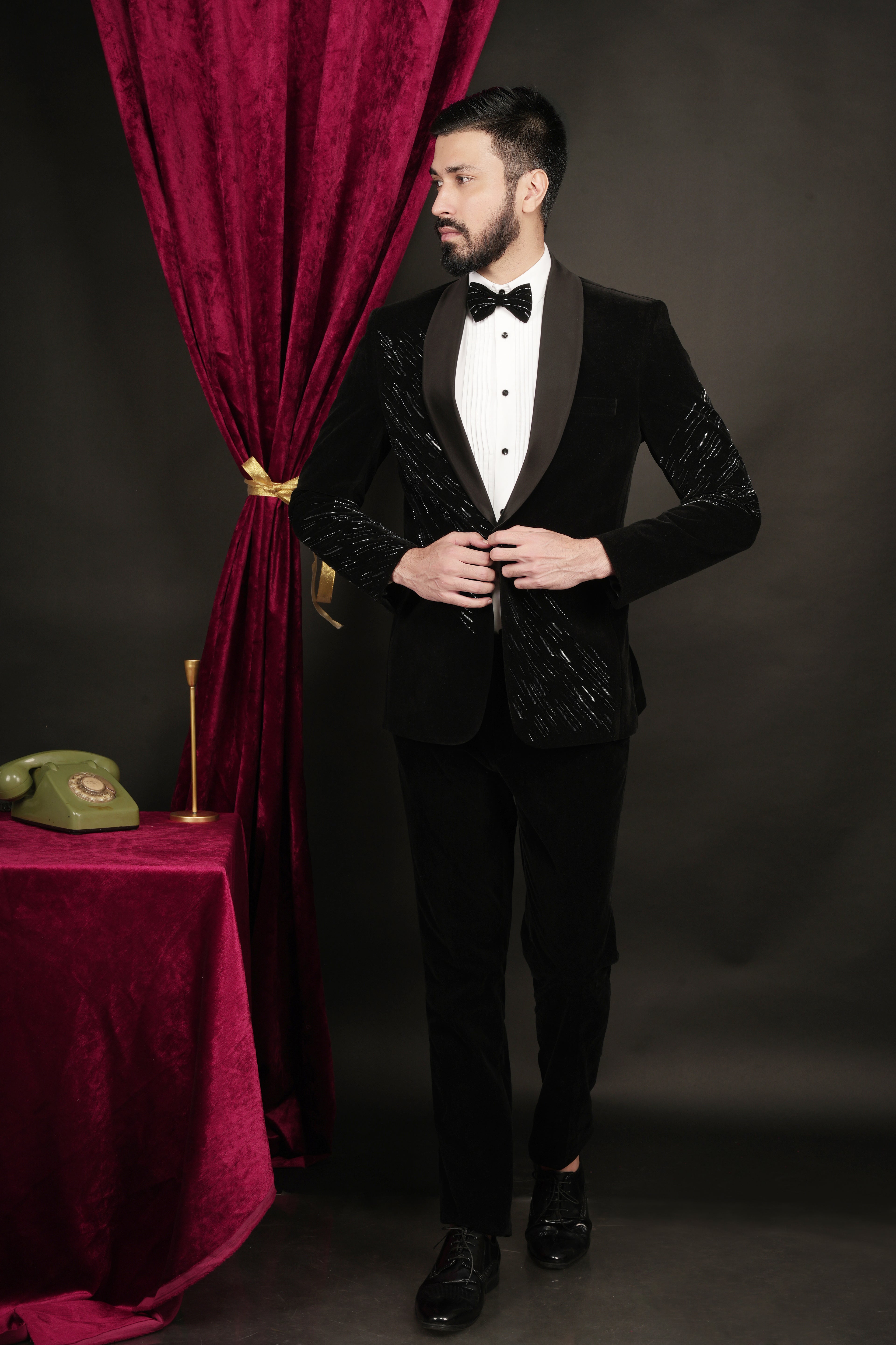 Black Velvet Designer Tuxedo Set