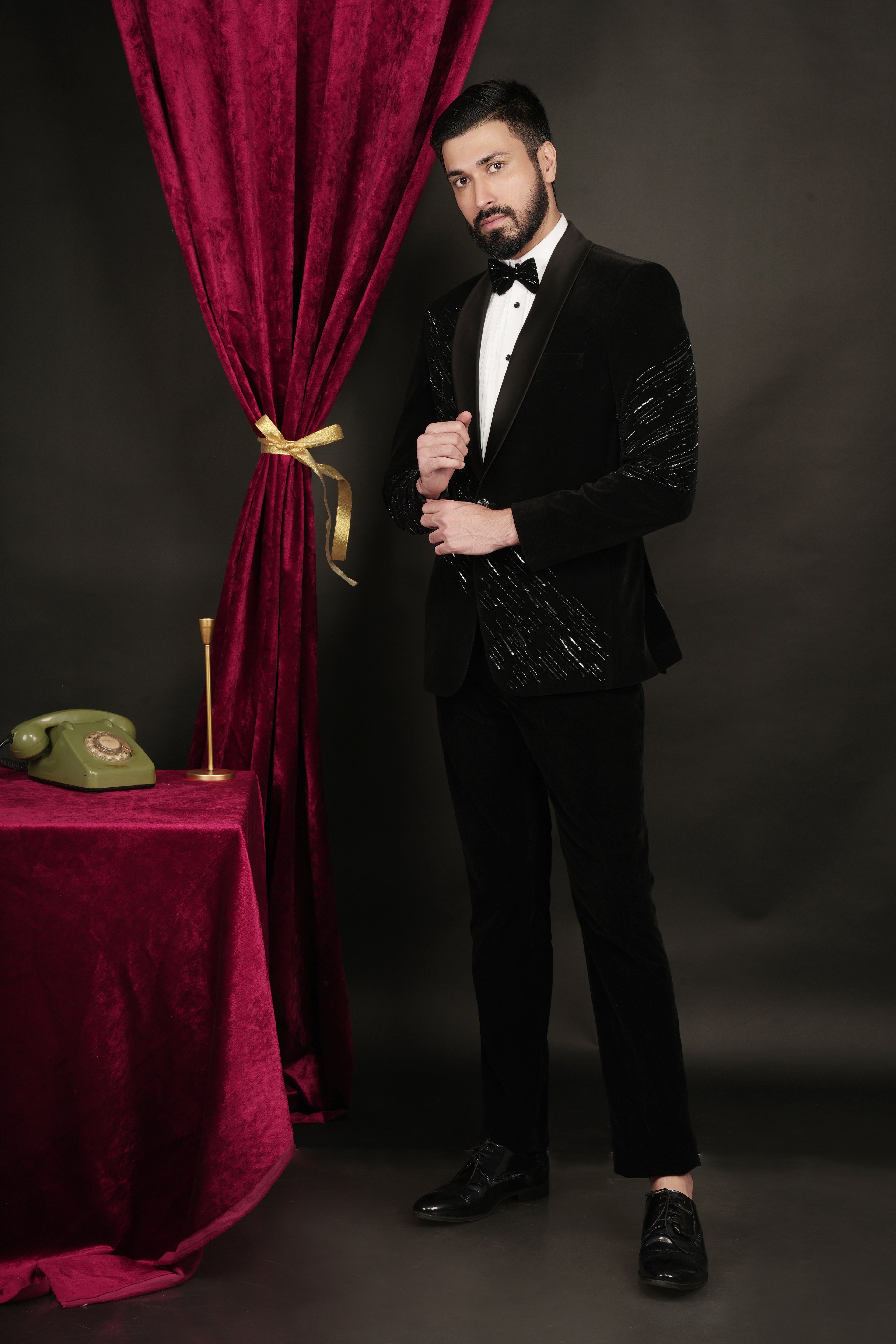 Black Velvet Designer Tuxedo Set