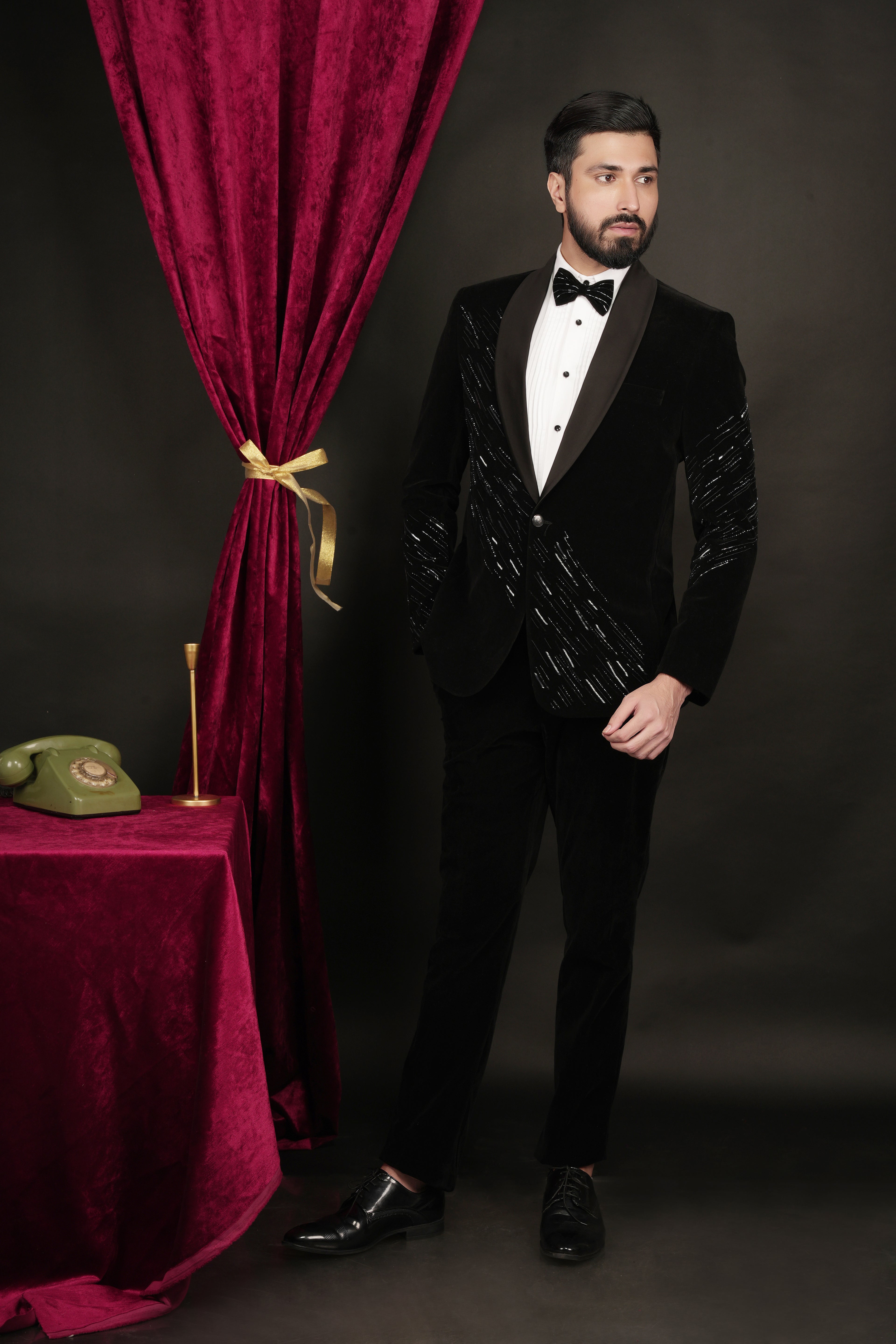 Black Velvet Designer Tuxedo Set