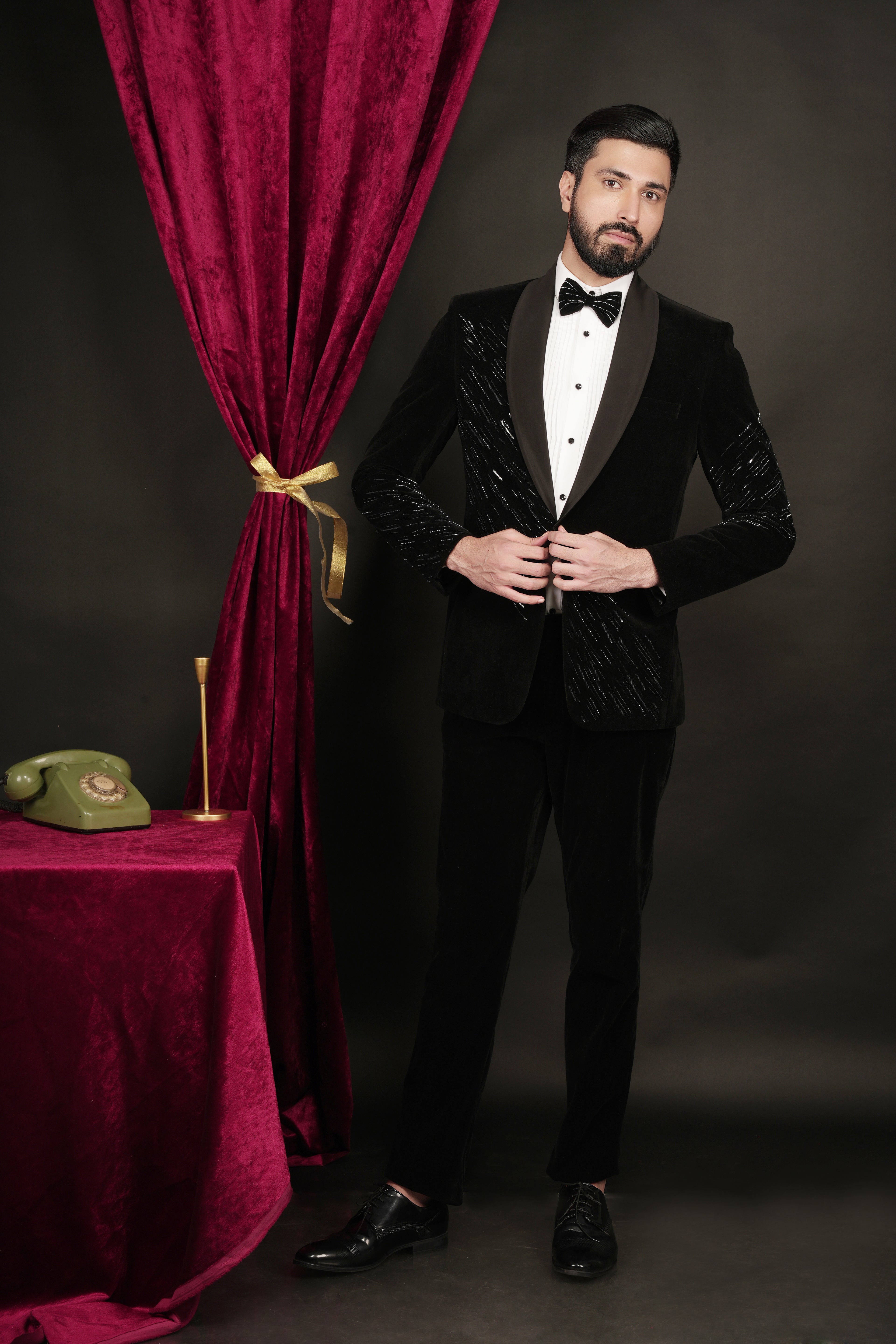Black Velvet Designer Tuxedo Set
