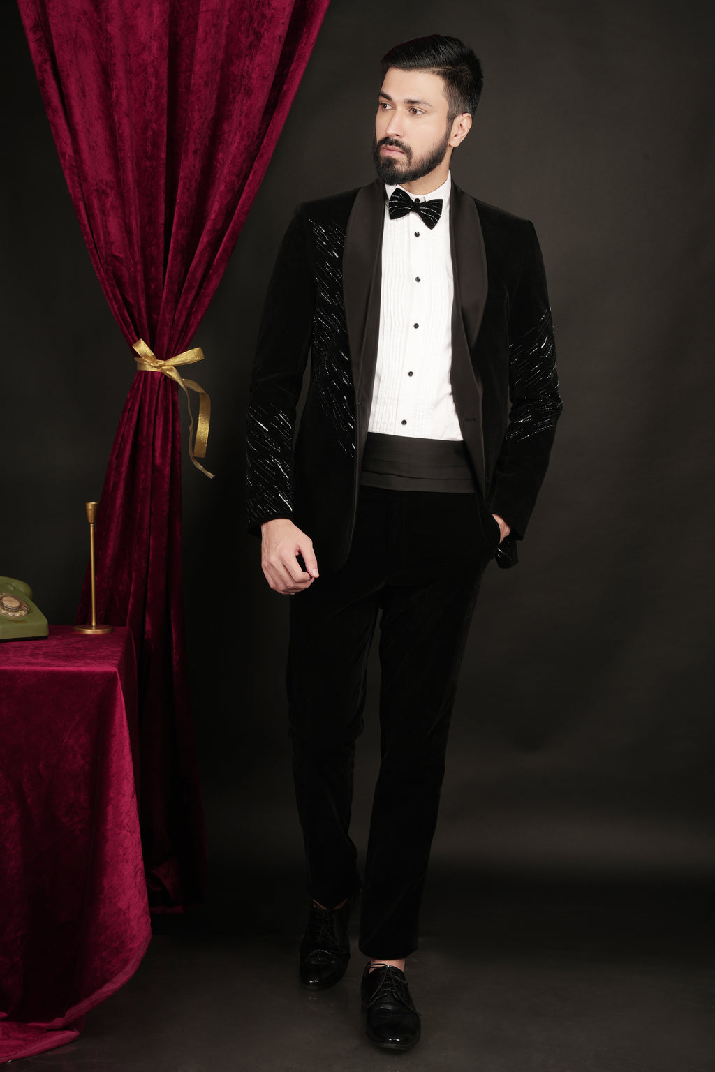 Black Velvet Designer Tuxedo Set