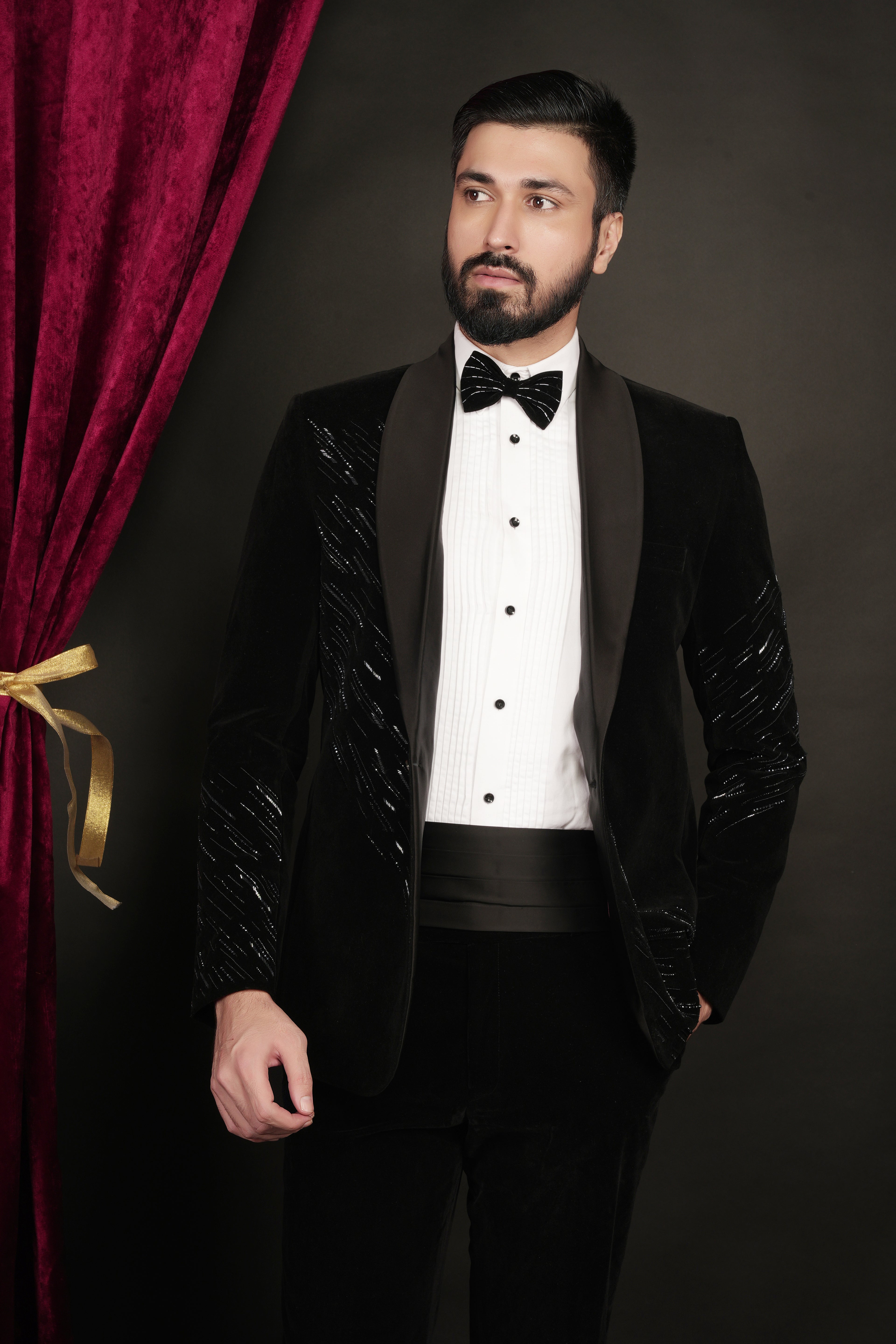 Black Velvet Designer Tuxedo Set