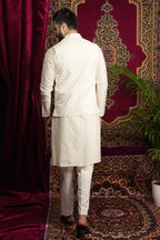 Creme Printed Kurta Bandi Set