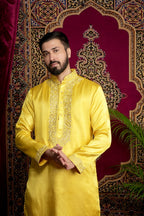 Yellow Hand Embroidered Kurta Set