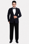 Blue Stone-Embellished Velvet Lapel Polyester Viscose Tuxedo Set