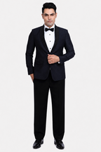 Blue Stone-Embellished Velvet Lapel Polyester Viscose Tuxedo Set