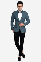 Green Polywool Hand-Embroidered Tuxedo Set