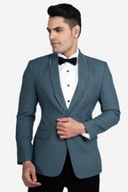 Green Polywool Hand-Embroidered Tuxedo Set