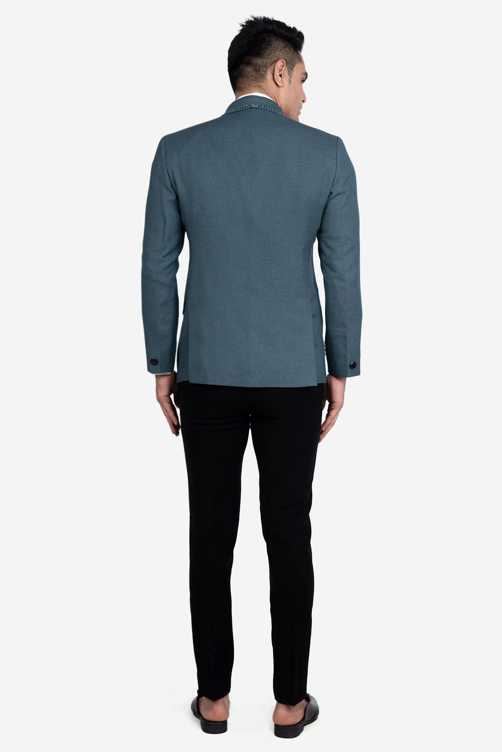 Green Polywool Hand-Embroidered Tuxedo Set