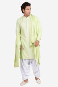 Sage Green Gajji & Dola Silk Mirror Embroidered Kurta Set