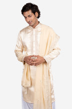 Gold and beige Gajji & Dola Silk Mirror Embroidered Kurta Set