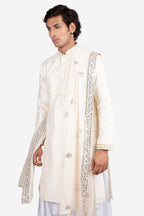 White Gajji & Dola Silk Mirror-Embroidered Kurta Set