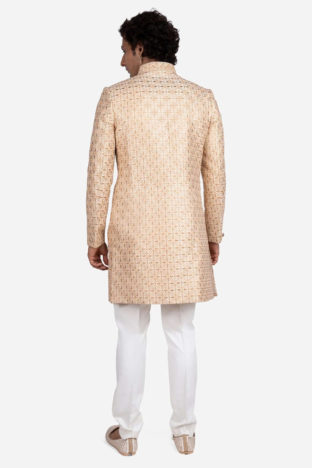 Silk Floral Embroidered Sherwani Set